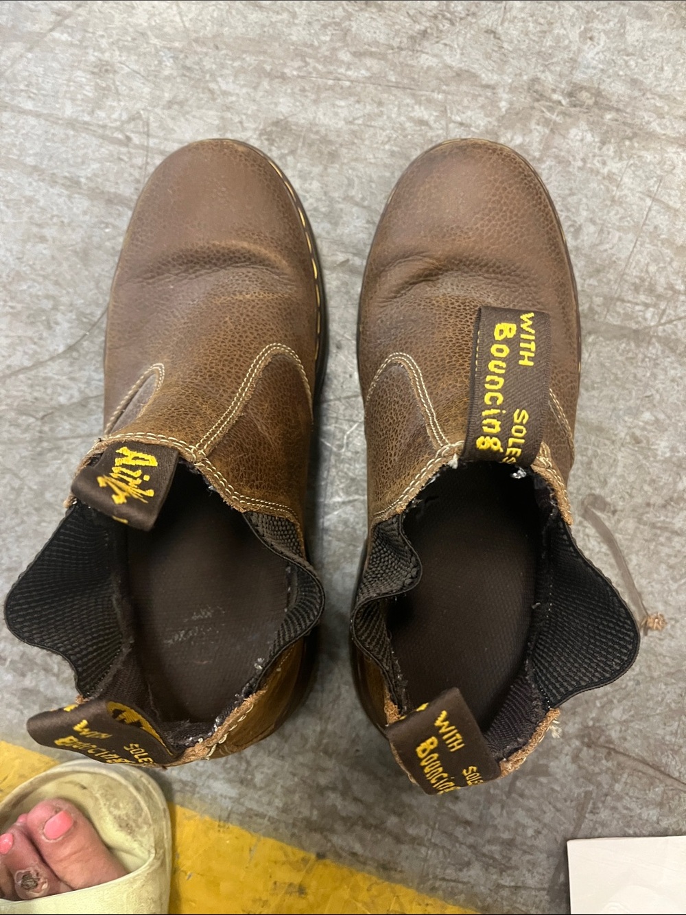 Dr. Martens Brown Leather Chelsea Boot with Yellow Stitching
